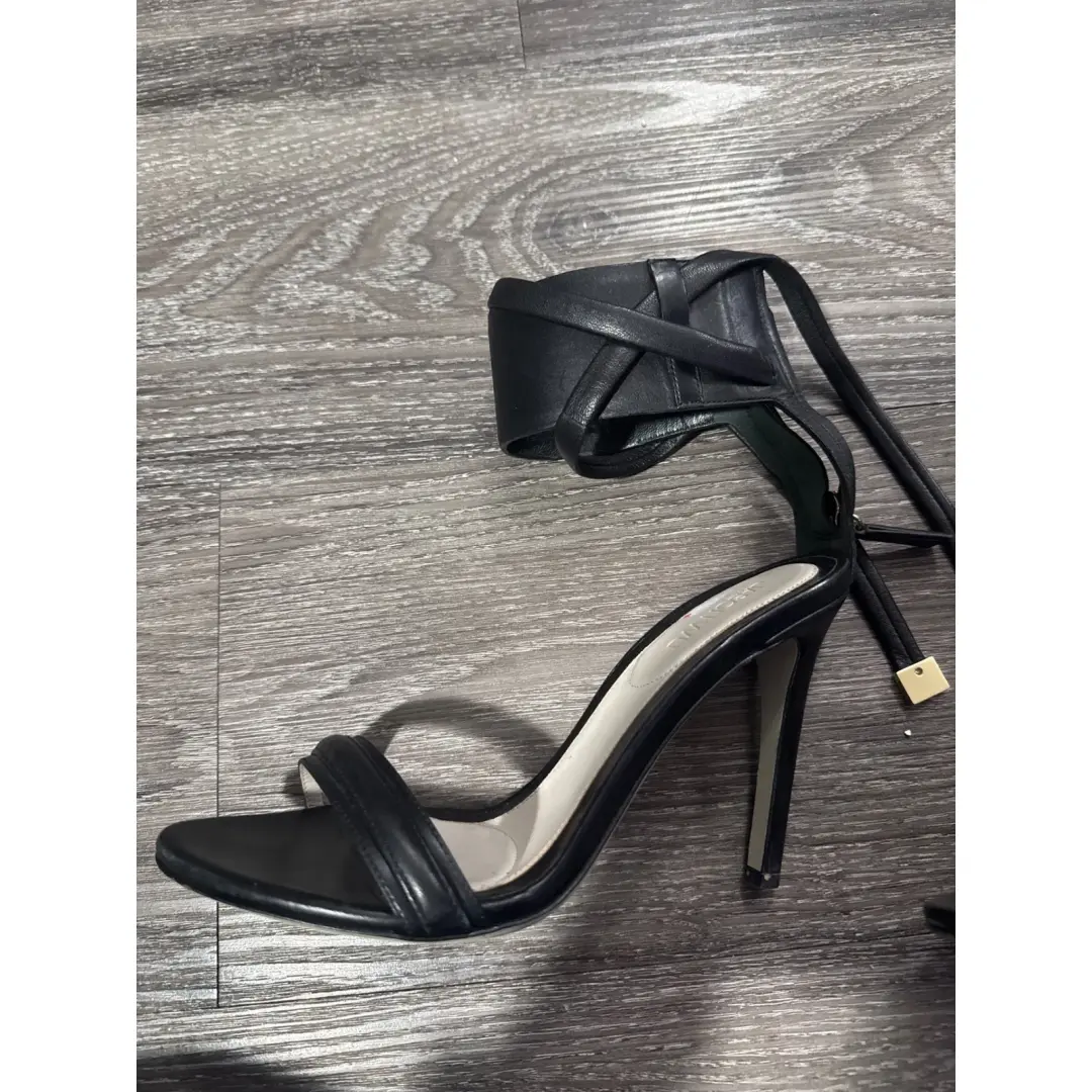 Jason Wu Black Leather Ankle Wrap Stiletto Sandals Made in Italy Size 35.5