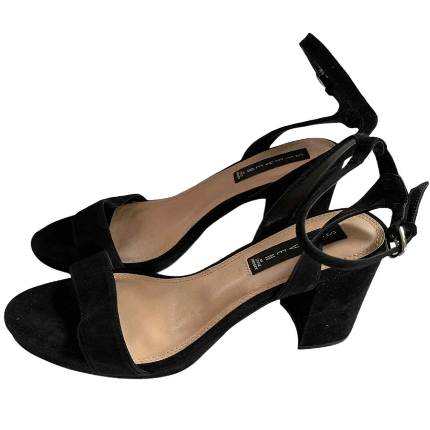 Steven By Steve Madden 黑色 Vice 麂皮绒粗跟凉鞋 11 码-