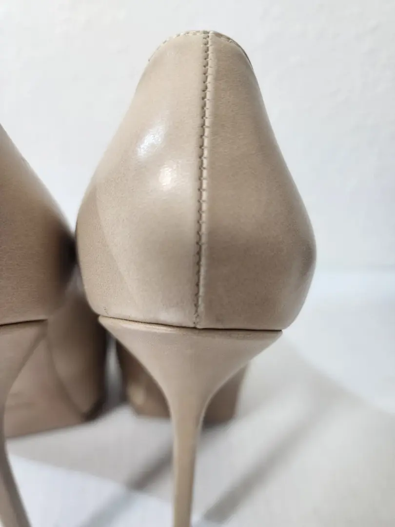 Yves Saint Laurent Tribto 女式裸米色皮革厚底高跟鞋 EU 39.5-