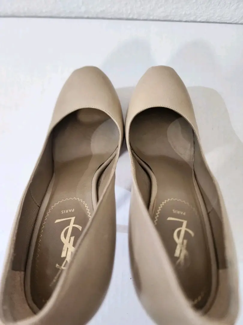 Yves Saint Laurent Tribto 女式裸米色皮革厚底高跟鞋 EU 39.5-