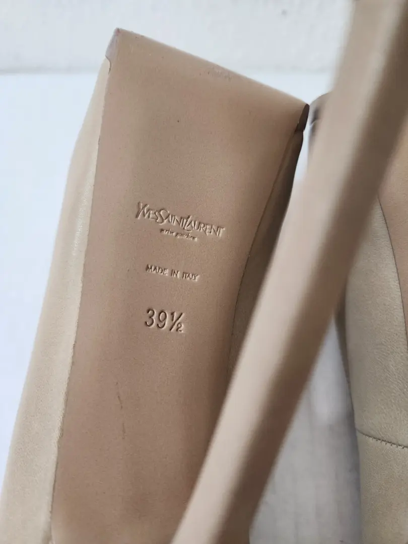 Yves Saint Laurent Tribto 女式裸米色皮革厚底高跟鞋 EU 39.5-