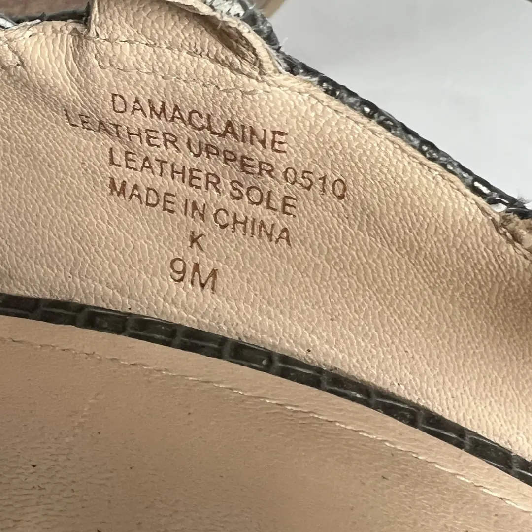 Joan & David 蜥蜴浮雕绑带高跟鞋踝带 Damaclaine 凉鞋 9M-