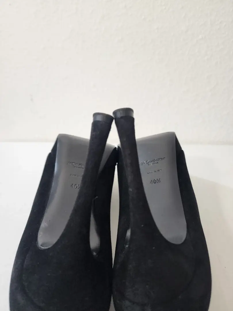 Yves Saint Laurent 女式鞋黑色麂皮绒厚底高跟鞋 40.5 码-