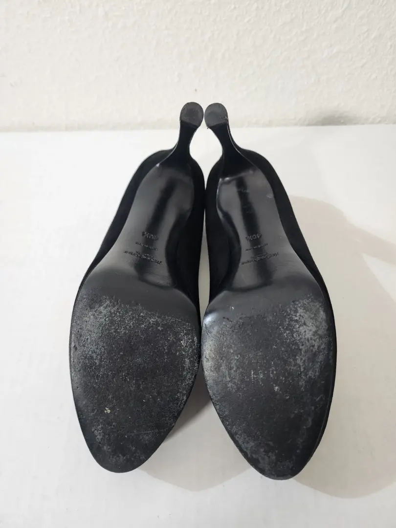 Yves Saint Laurent 女式鞋黑色麂皮绒厚底高跟鞋 40.5 码-