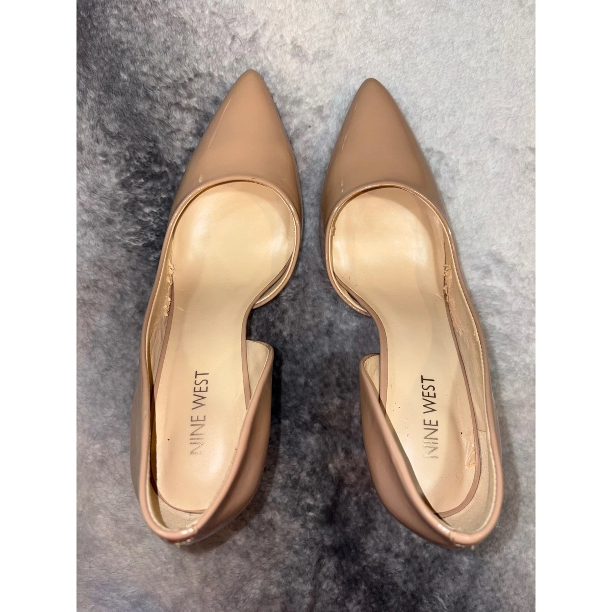 Nine West 女式棕褐色专利尖头 D'Orsay 粗跟高跟鞋 8M 码-