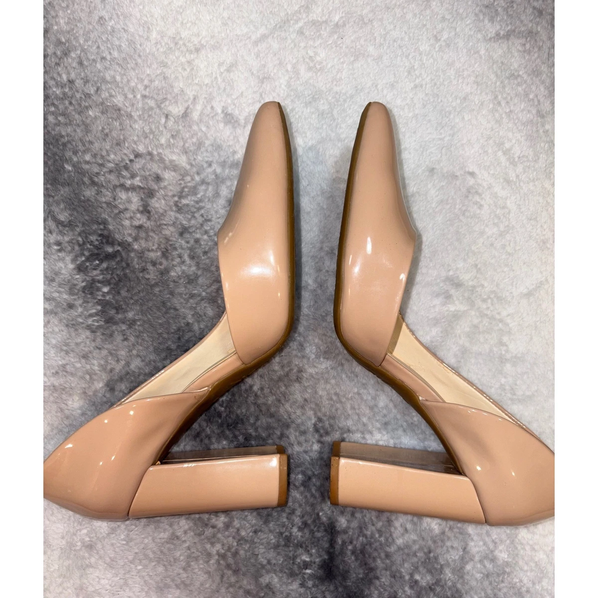 Nine West 女式棕褐色专利尖头 D'Orsay 粗跟高跟鞋 8M 码-