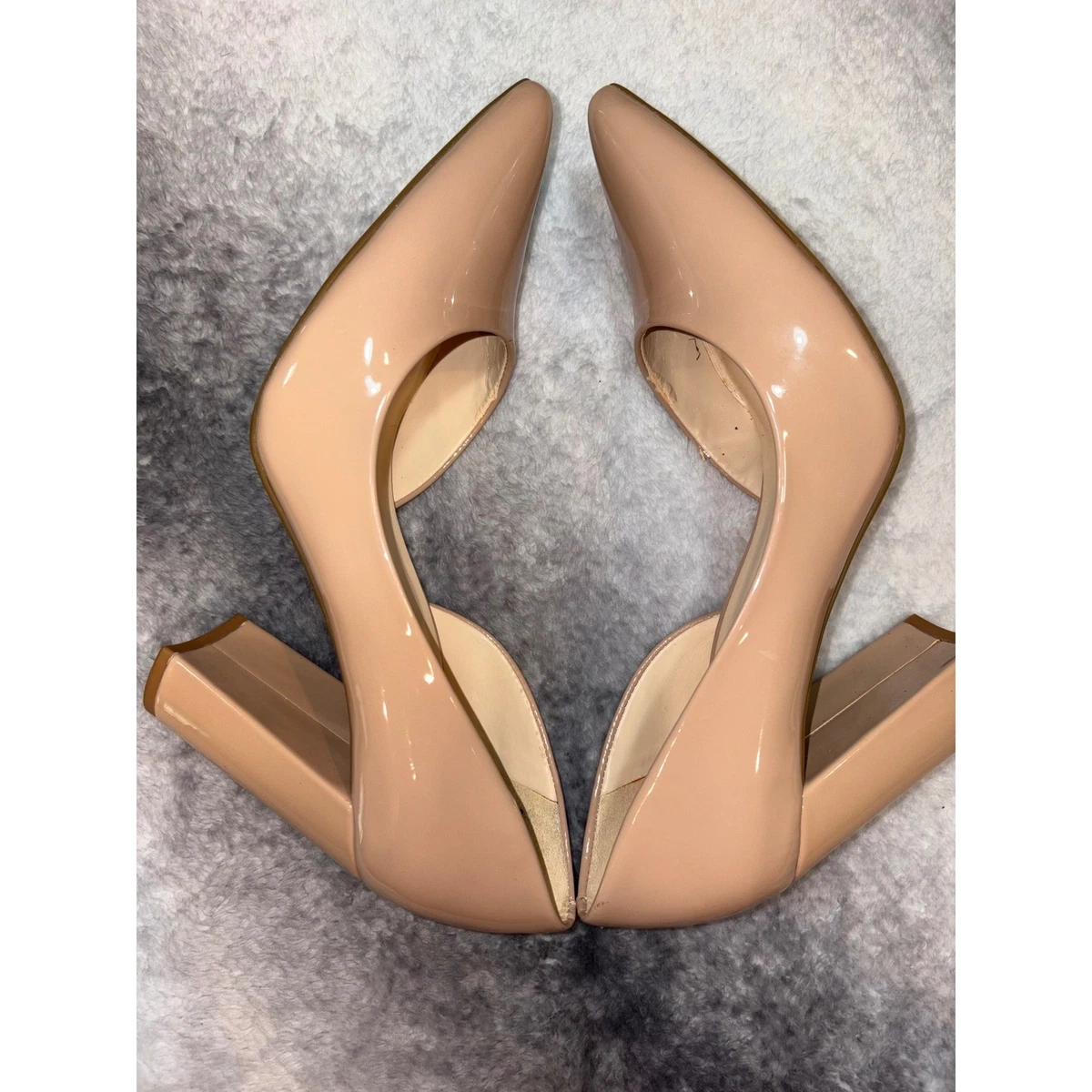 Nine West 女式棕褐色专利尖头 D'Orsay 粗跟高跟鞋 8M 码-