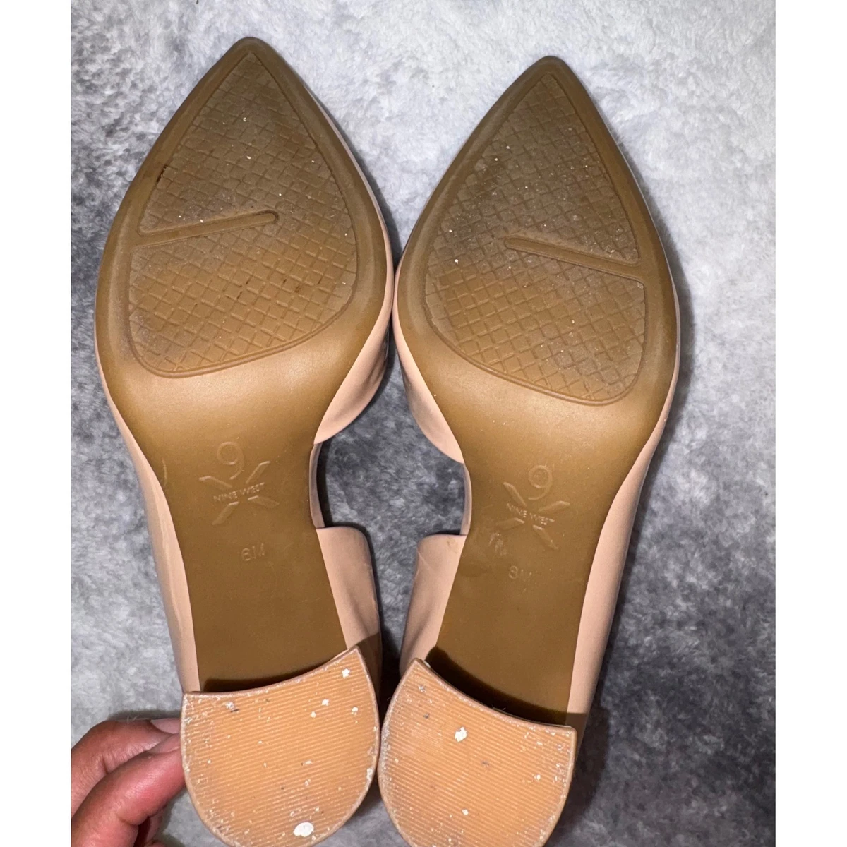 Nine West 女式棕褐色专利尖头 D'Orsay 粗跟高跟鞋 8M 码-