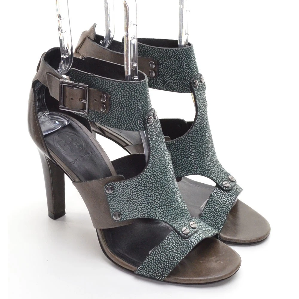 女士 Tory Burch Teagan Stingray Caged 高跟鞋 8 M 素食角斗士凉鞋-