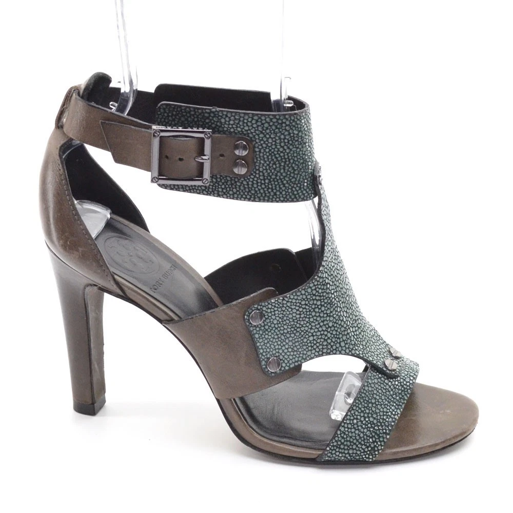 女士 Tory Burch Teagan Stingray Caged 高跟鞋 8 M 素食角斗士凉鞋-