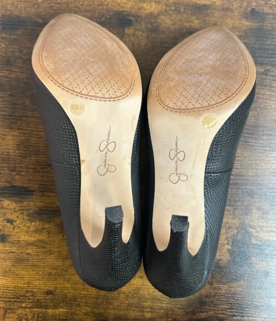 Jessica Simpson Parisah 黑色人造蛇皮纹理厚底高跟鞋 11 M-