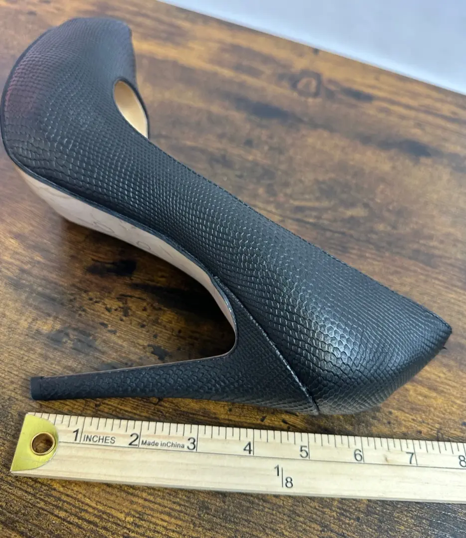 Jessica Simpson Parisah 黑色人造蛇皮纹理厚底高跟鞋 11 M-