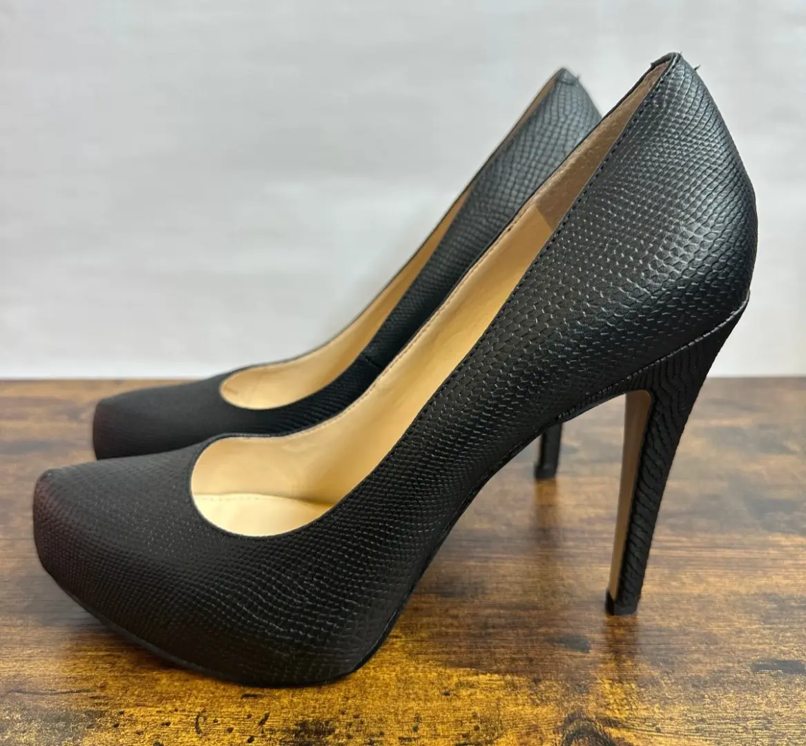 Jessica Simpson Parisah 黑色人造蛇皮纹理厚底高跟鞋 11 M-