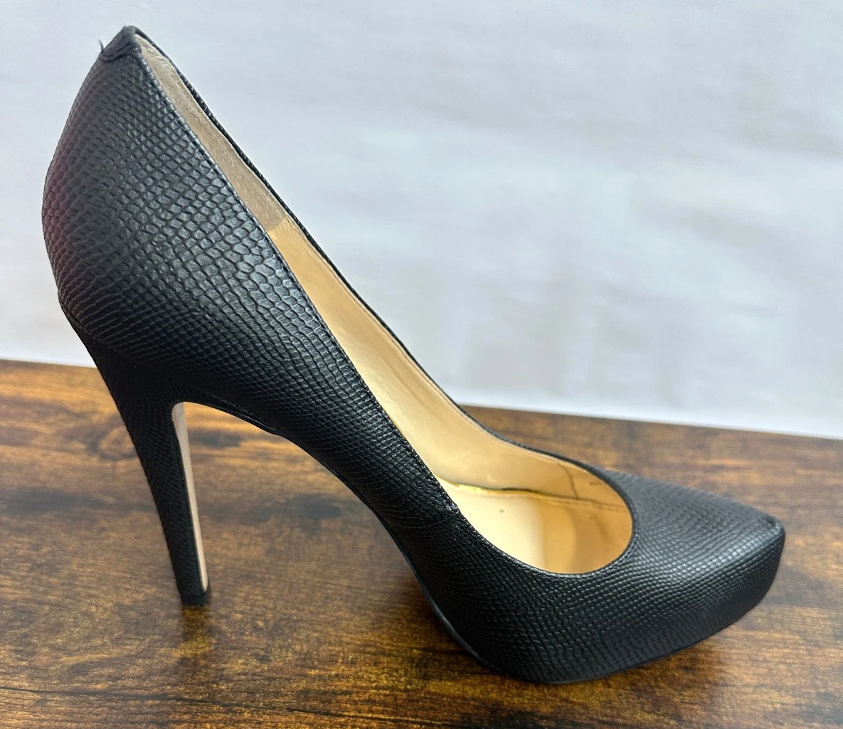 Jessica Simpson Parisah 黑色人造蛇皮纹理厚底高跟鞋 11 M-