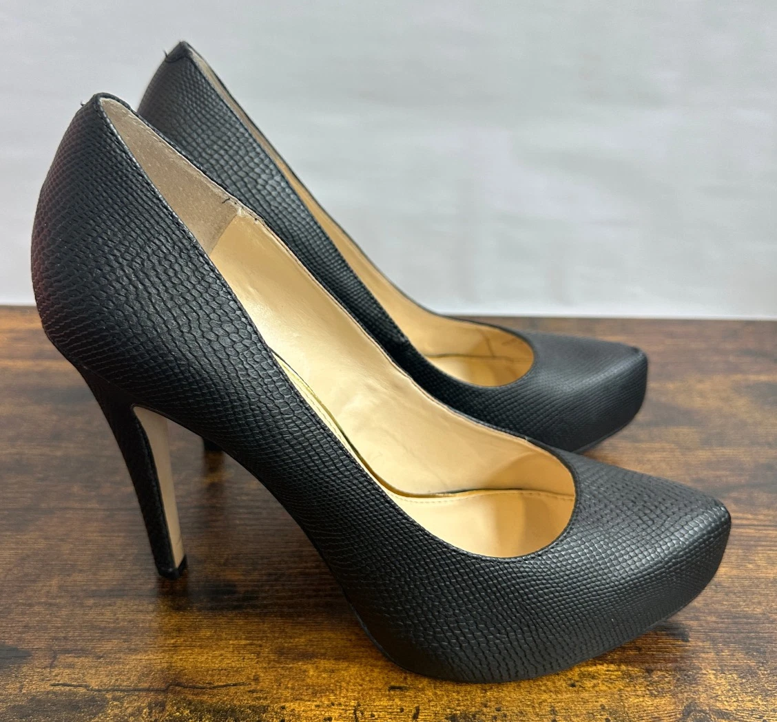 Jessica Simpson Parisah 黑色人造蛇皮纹理厚底高跟鞋 11 M-