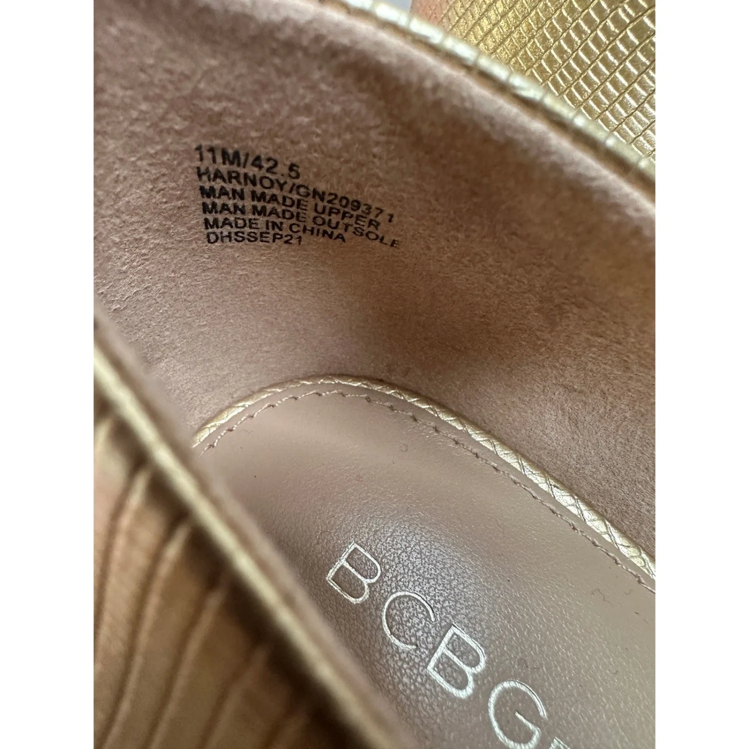 BCBGeneration Harnoy 金色浮雕尖头高跟鞋 11 M 码-