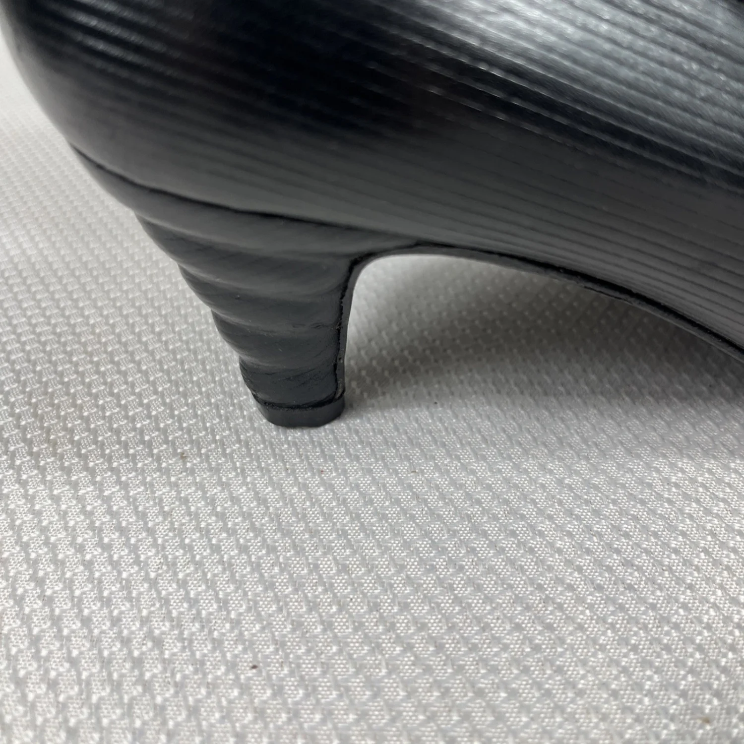 Fendi 复古 Garolino Zucchino FF 标志雕塑鞋跟黑色皮革高跟鞋 7.5 码-