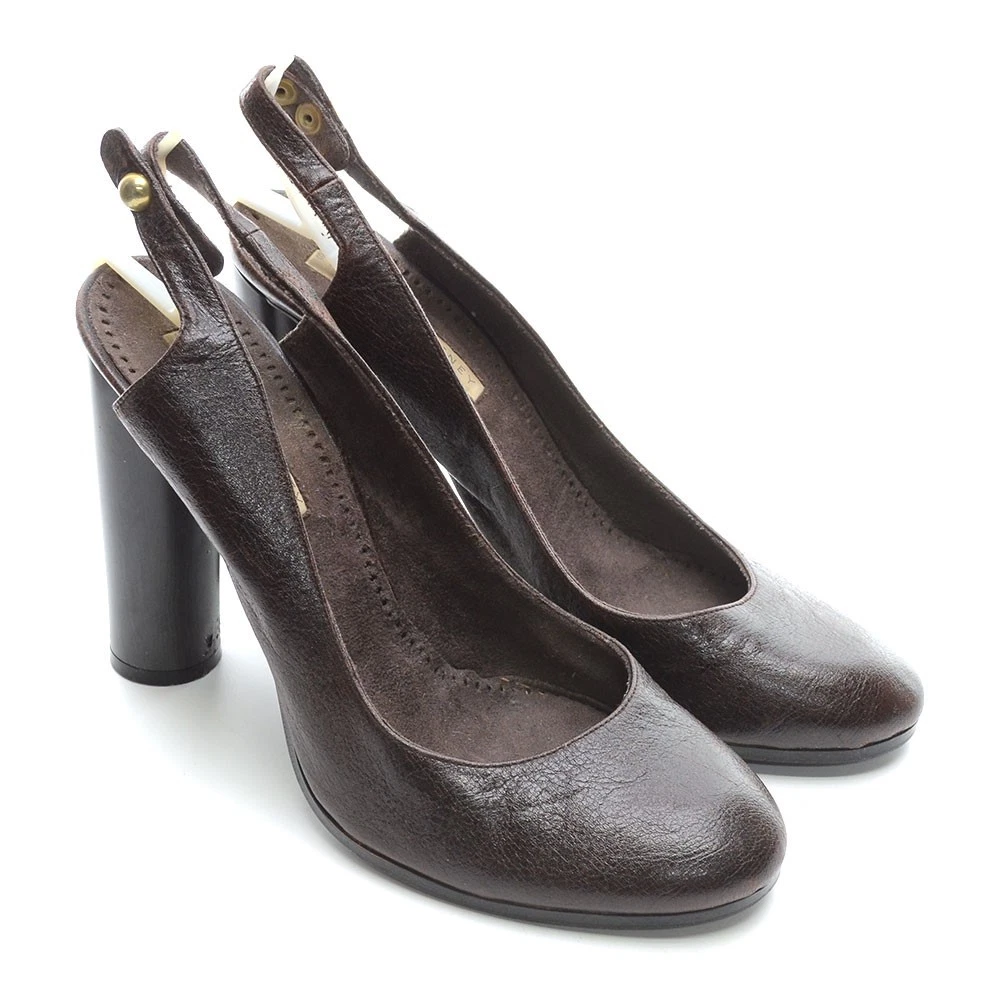 女士 Stella McCartney 露跟高跟鞋 39 / 8.5 棕色素食高跟鞋-