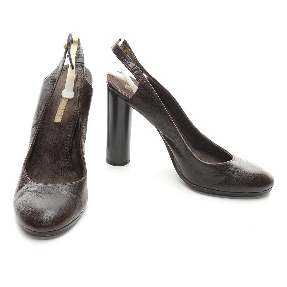 女士 Stella McCartney 露跟高跟鞋 39 / 8.5 棕色素食高跟鞋-