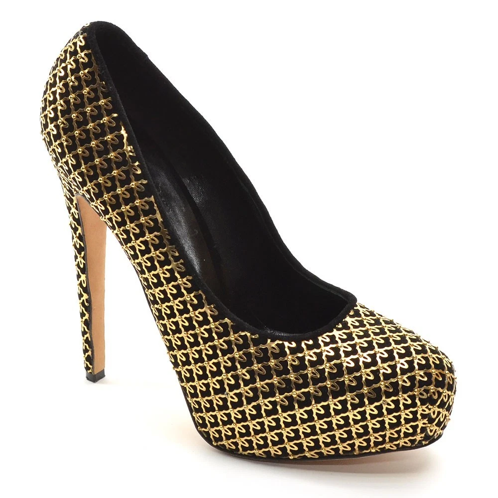 女士 Brian Atwood Maniac 隐藏厚底泵 39 / 8.5 金色覆盖鞋跟-