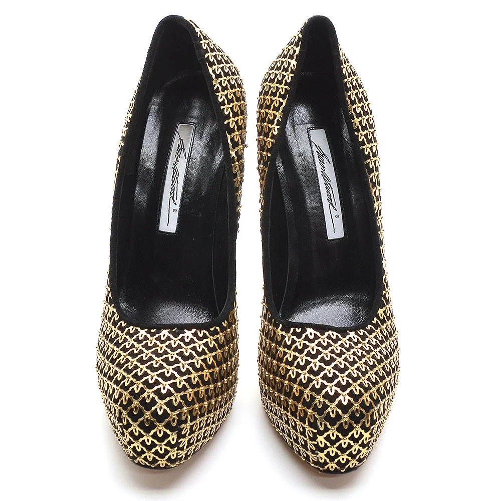 女士 Brian Atwood Maniac 隐藏厚底泵 39 / 8.5 金色覆盖鞋跟-