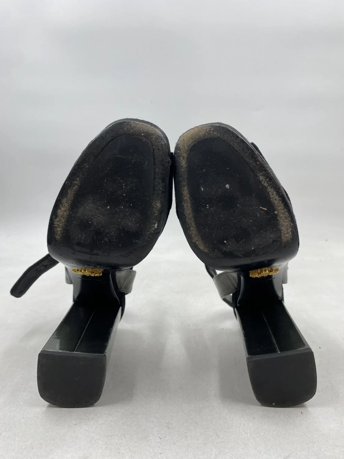 Prada 黑色麂皮绒厚底粗跟凉鞋 W 5.5-