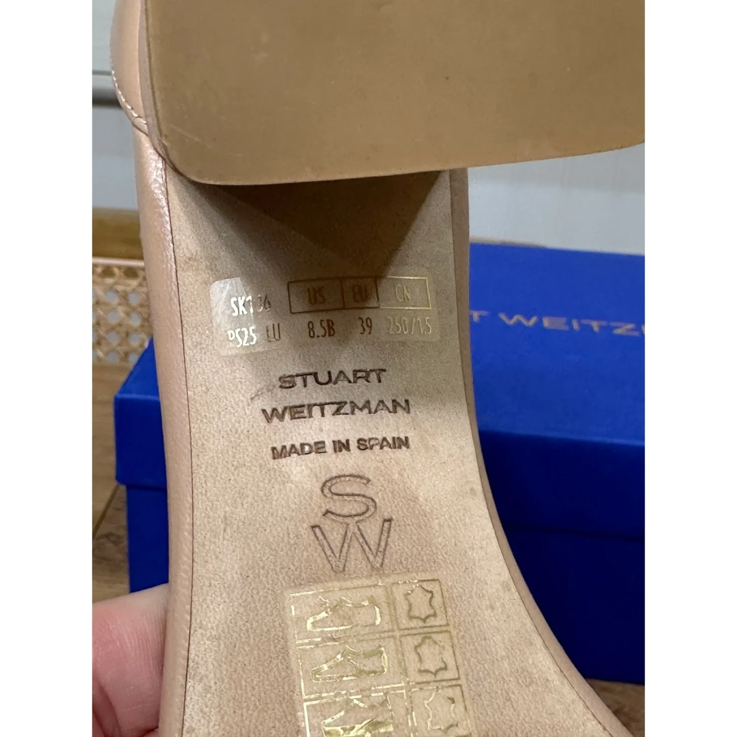 Stuart Weitzman 裸体主义者 Poppy Block 7 泵 Adobe 珍珠水晶 8.5 美国 预爱-