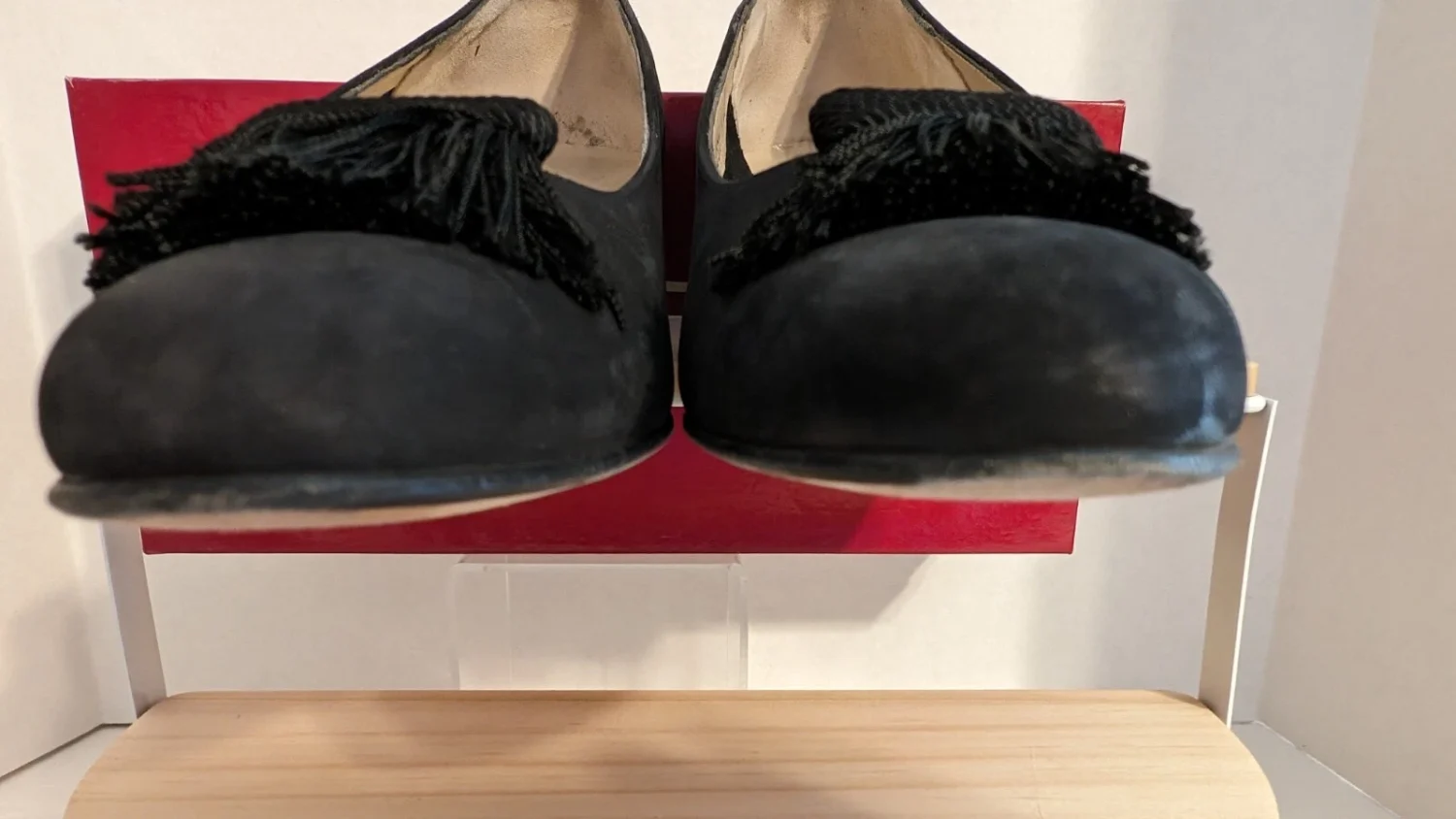 SALVATORE FERRAGAMO 精品 'LAUDAMIA 黑色 Nero Nabuck 小牛 9 AAAA 泵愈合-