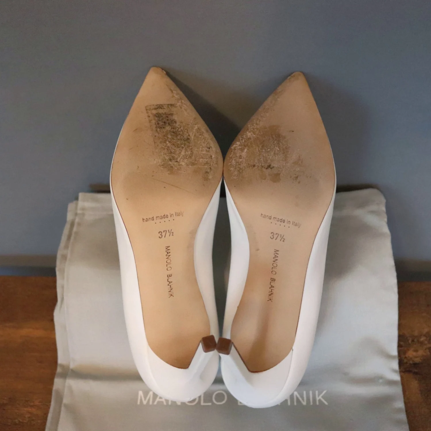 Manolo Blahnik 37.5 白色细高跟鞋经典 BB 高跟鞋-