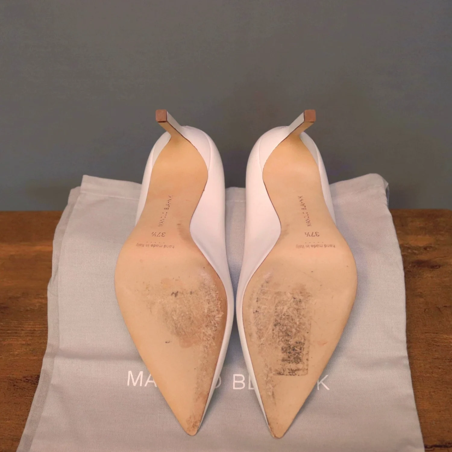 Manolo Blahnik 37.5 白色细高跟鞋经典 BB 高跟鞋-
