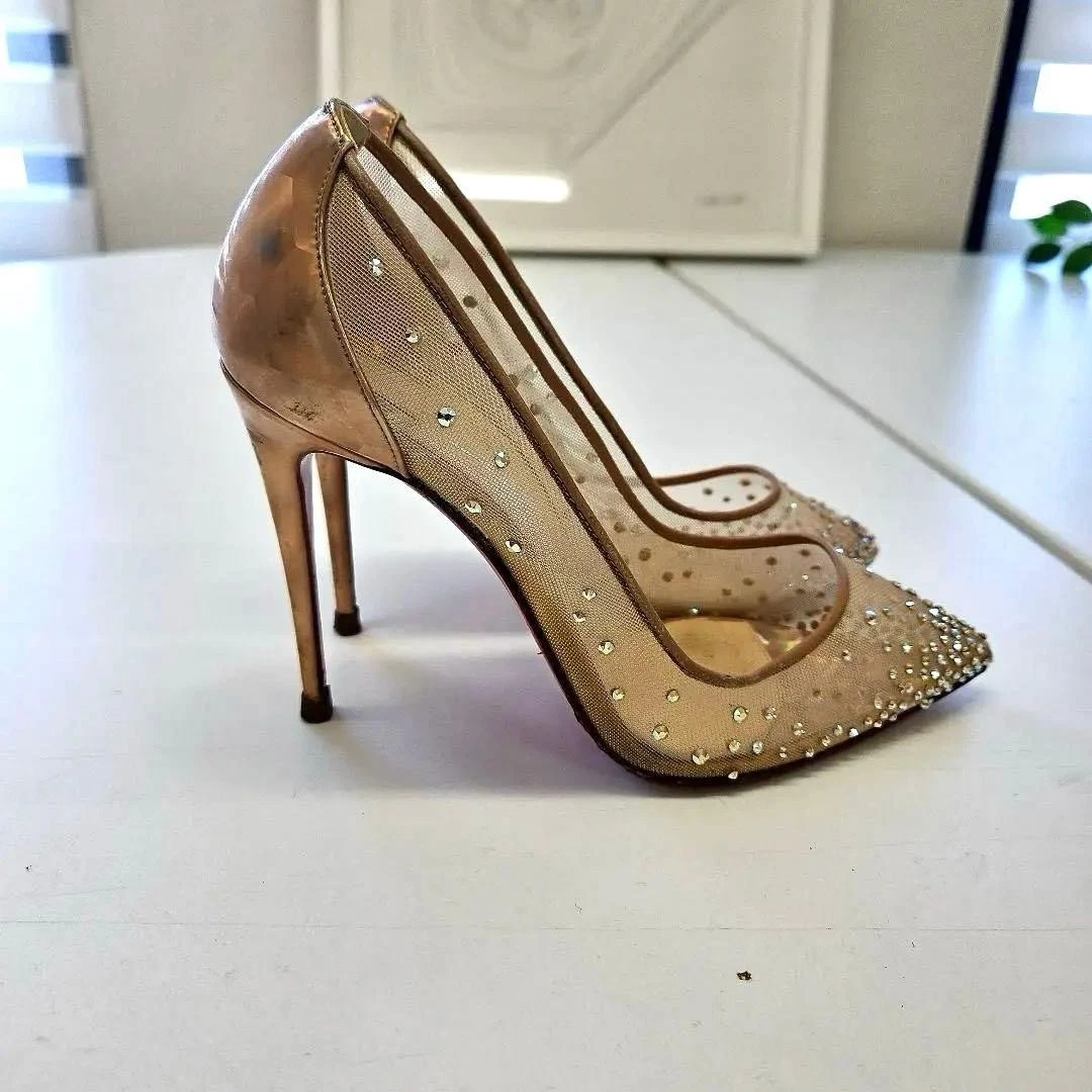 Christian Louboutin Strass 尖头网眼泵 36-