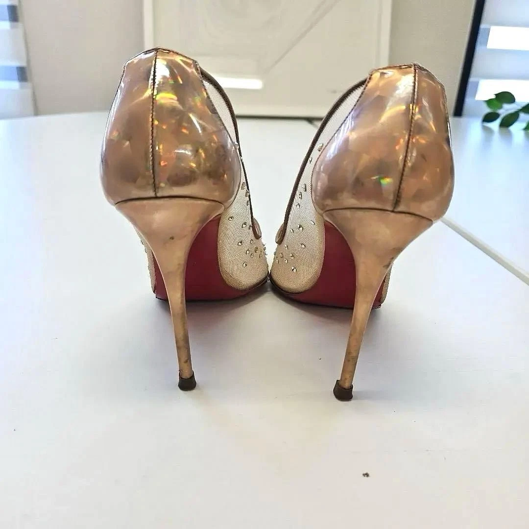 Christian Louboutin Strass 尖头网眼泵 36-
