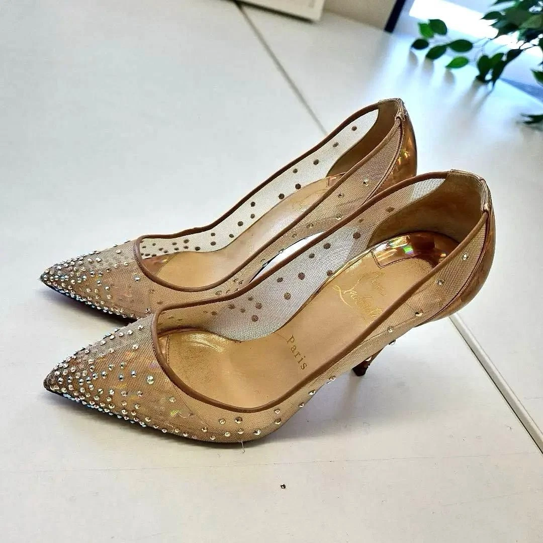 Christian Louboutin Strass 尖头网眼泵 36-
