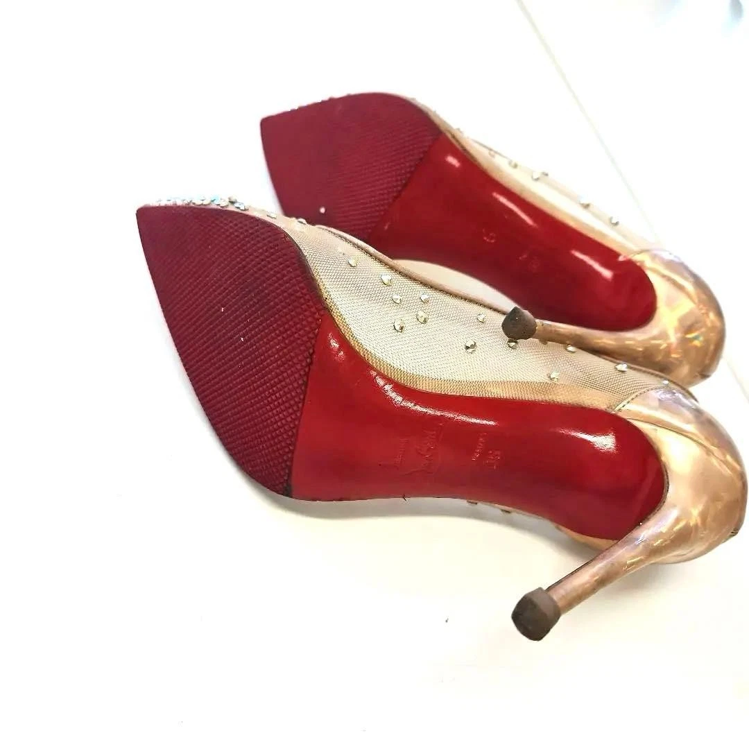 Christian Louboutin Strass 尖头网眼泵 36-