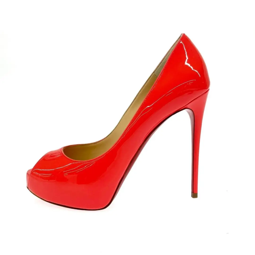 Christian Louboutin 粉色专利窥视泵 36-