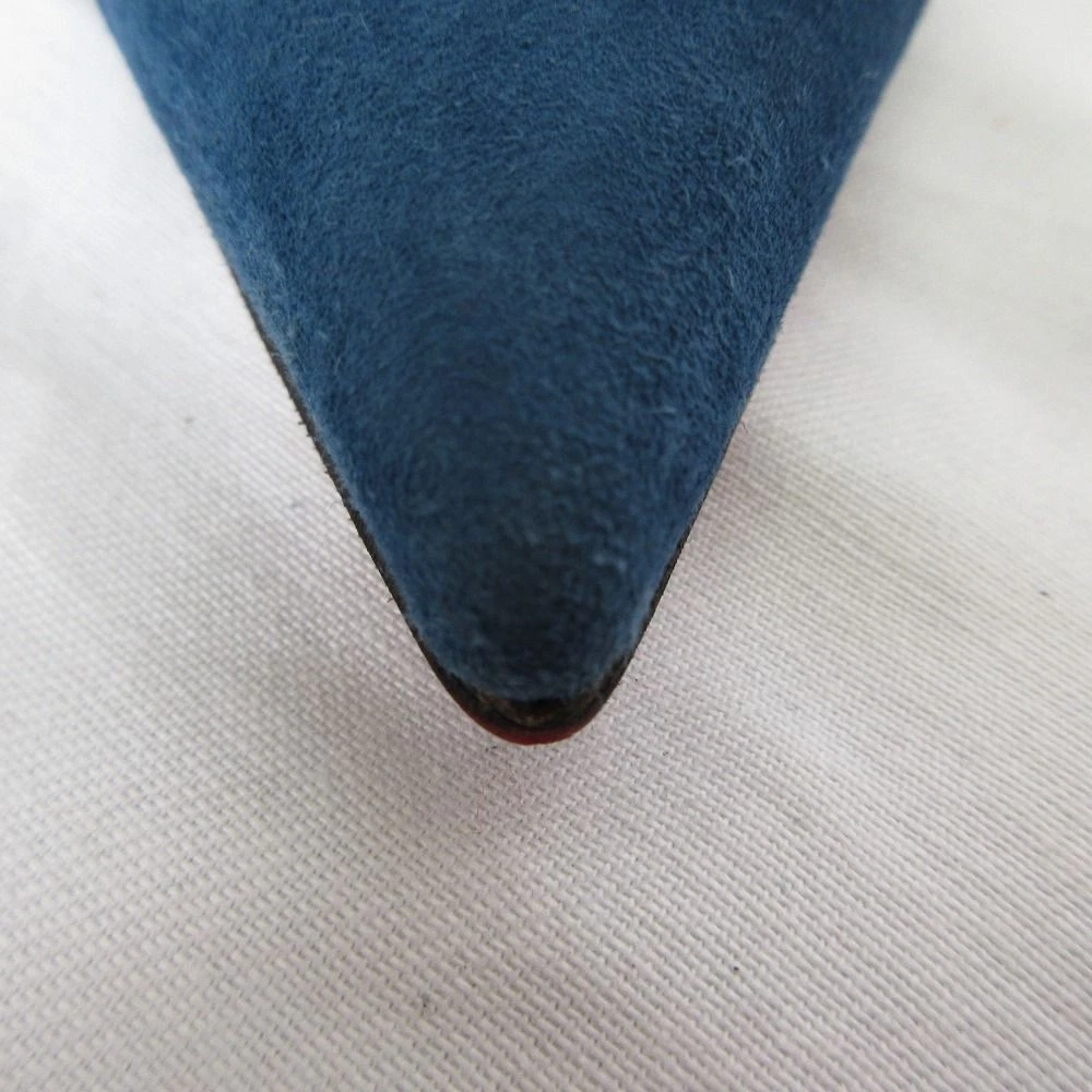 Christian Louboutin APOSTROPHY PUMP 85 麂皮绒尖头高跟鞋蓝色 36.5-