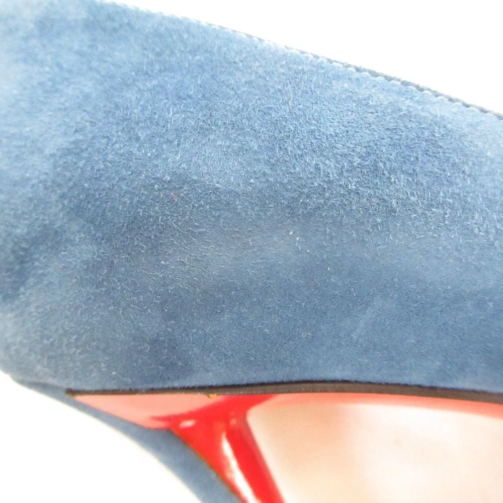 Christian Louboutin APOSTROPHY PUMP 85 麂皮绒尖头高跟鞋蓝色 36.5-