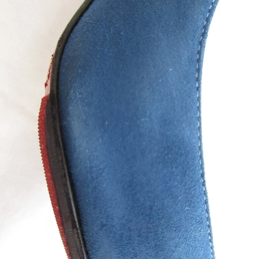 Christian Louboutin APOSTROPHY PUMP 85 麂皮绒尖头高跟鞋蓝色 36.5-