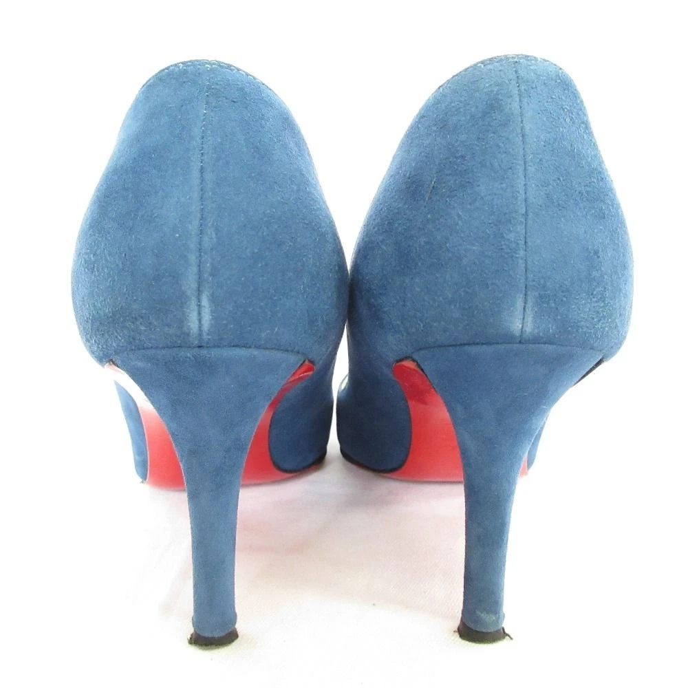 Christian Louboutin APOSTROPHY PUMP 85 麂皮绒尖头高跟鞋蓝色 36.5-