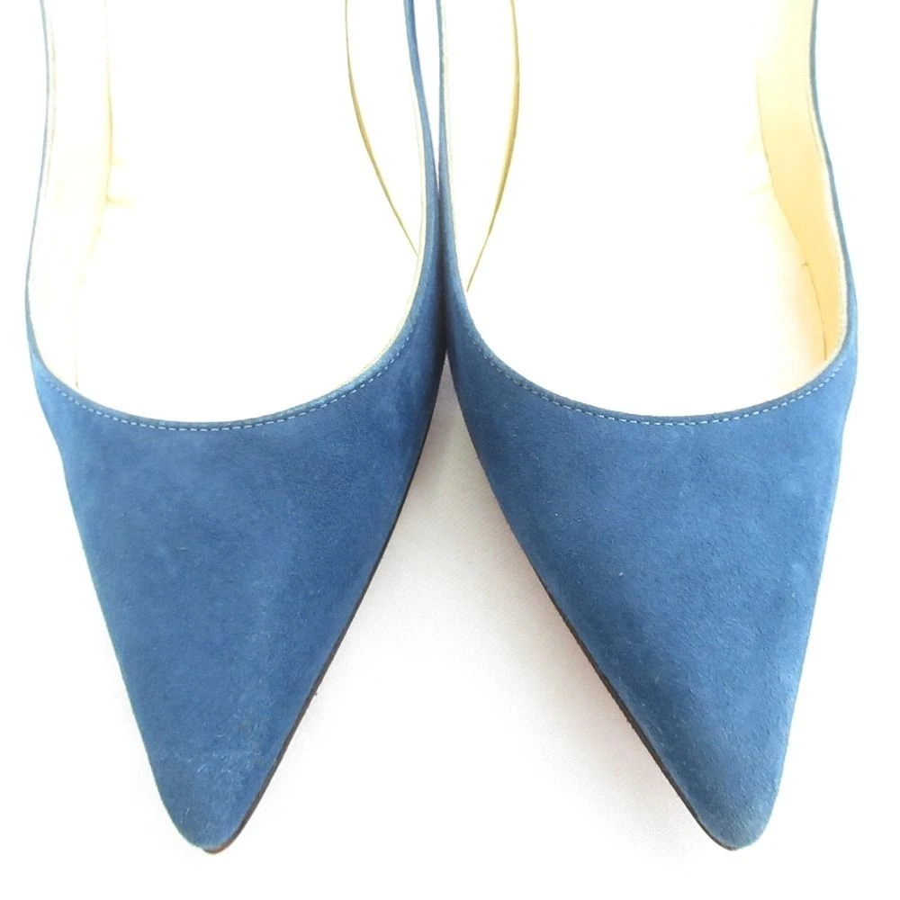 Christian Louboutin APOSTROPHY PUMP 85 麂皮绒尖头高跟鞋蓝色 36.5-