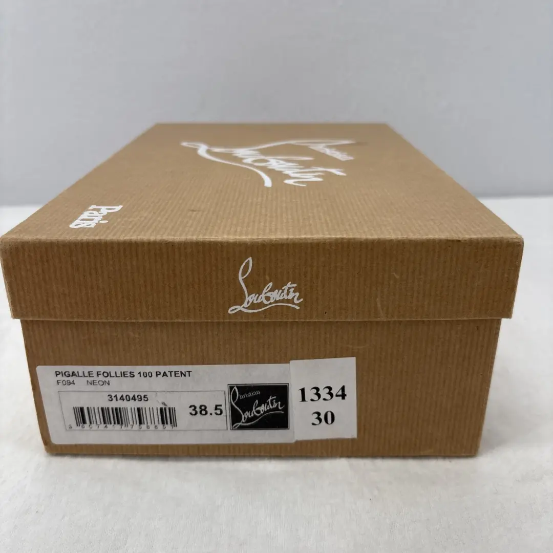 Christian Louboutin 高跟鞋 38.5 / 8.5 美国 Pigalle Follies 100 专利霓虹黄色-