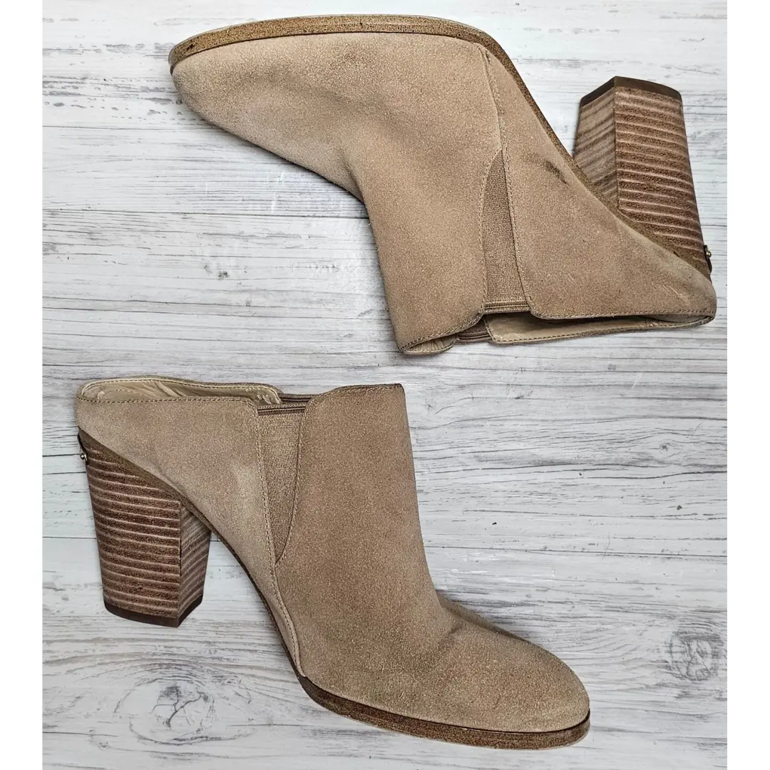 Michael Kors 棕褐色麂皮绒粗跟穆勒鞋踝靴女式 8M-