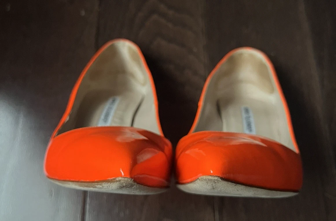 Manolo Blahnik 漆皮泵 霓虹橙色 美国 8.5 | 欧盟 38.5-