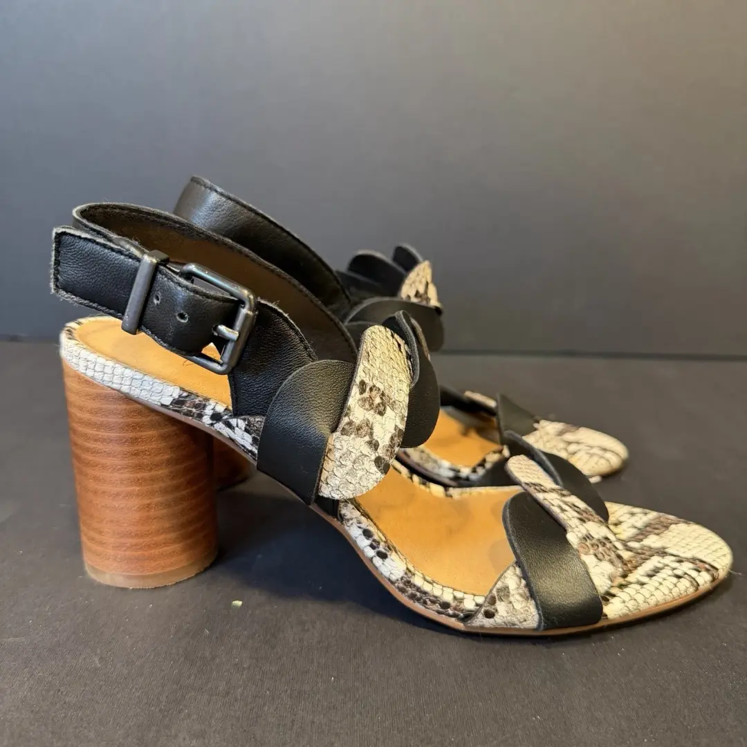 Crown Vintage Varenka Snakeskin Block Heel Slingback Sandal Size 7