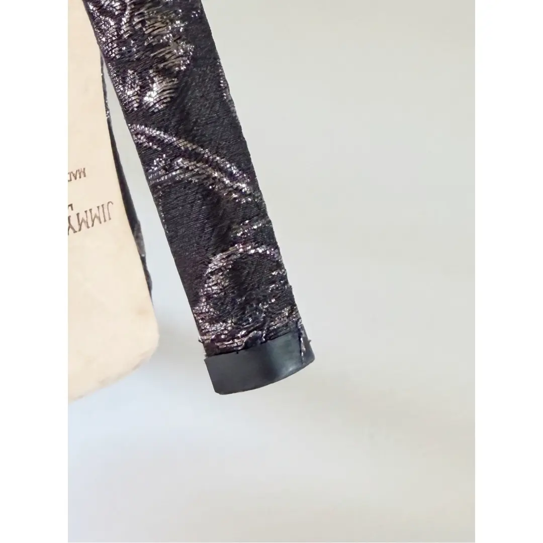Jimmy Choo Misty 黑色银色锦缎踝带高跟鞋 EU 39 码-
