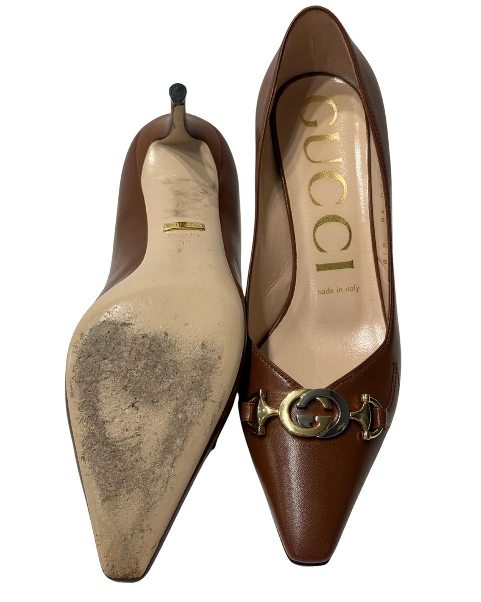 $1000 GUCCI 原始棕色 Zumi 75 毫米高跟鞋 8/38 码-