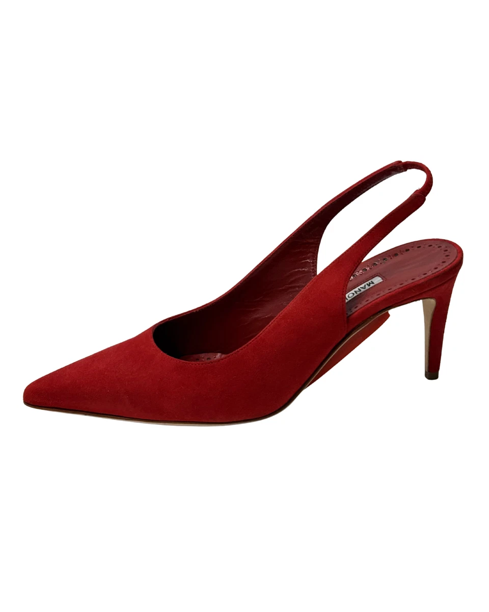 $995 Manolo Blahnik Paledarc 70 麂皮绒吊带尺寸 6/36 -
