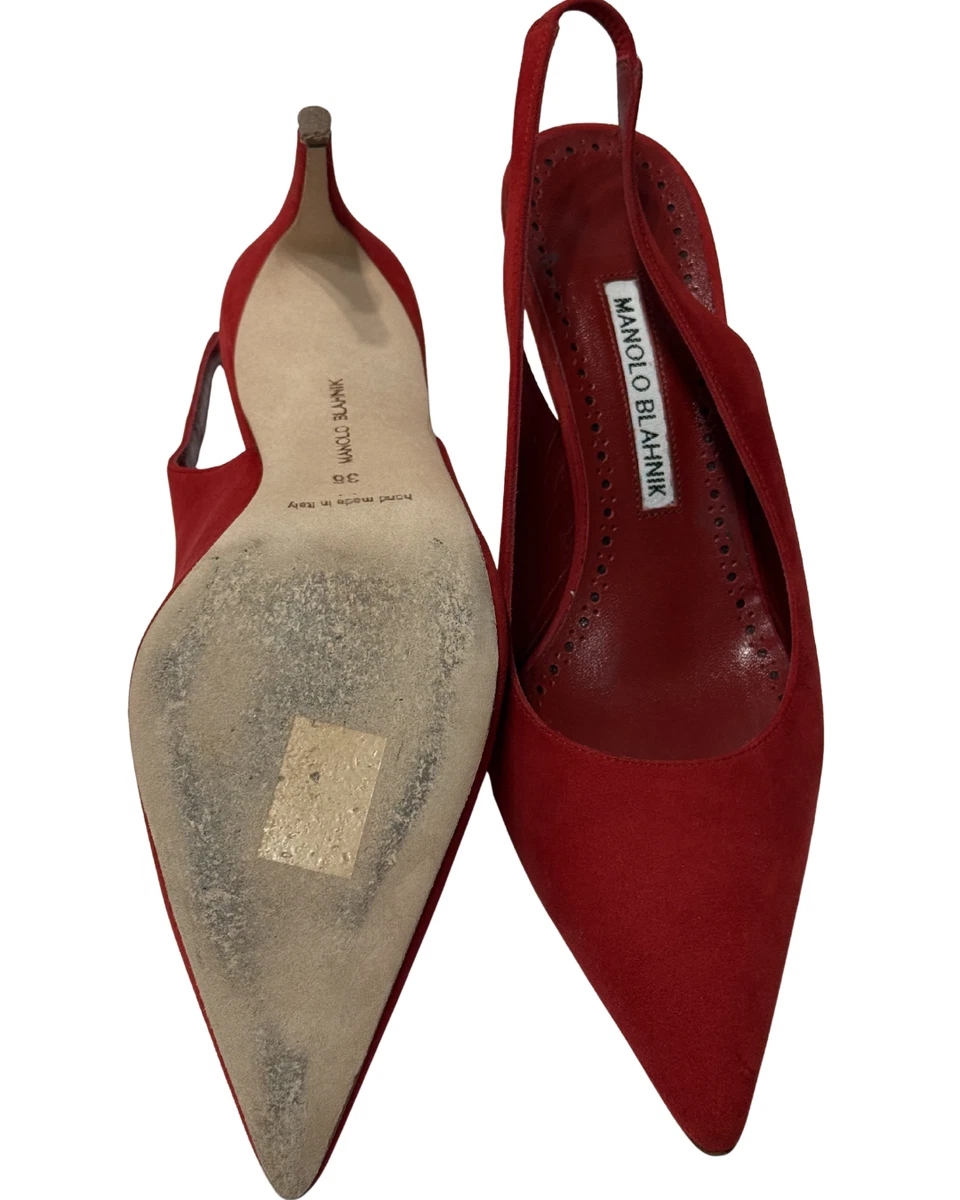 $995 Manolo Blahnik Paledarc 70 麂皮绒吊带尺寸 6/36 -