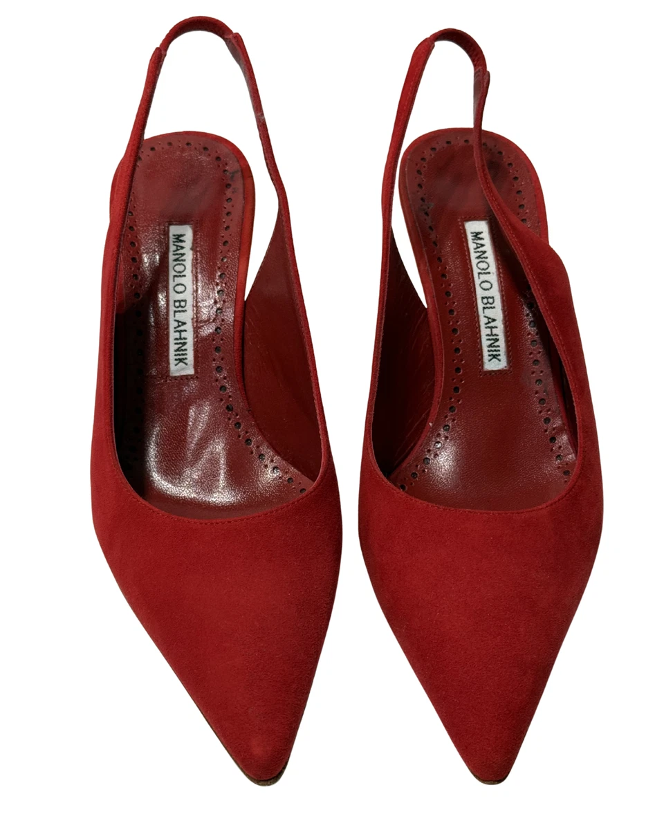 $995 Manolo Blahnik Paledarc 70 麂皮绒吊带尺寸 6/36 -