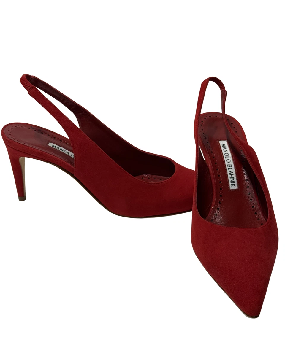 $995 Manolo Blahnik Paledarc 70 麂皮绒吊带尺寸 6/36 -